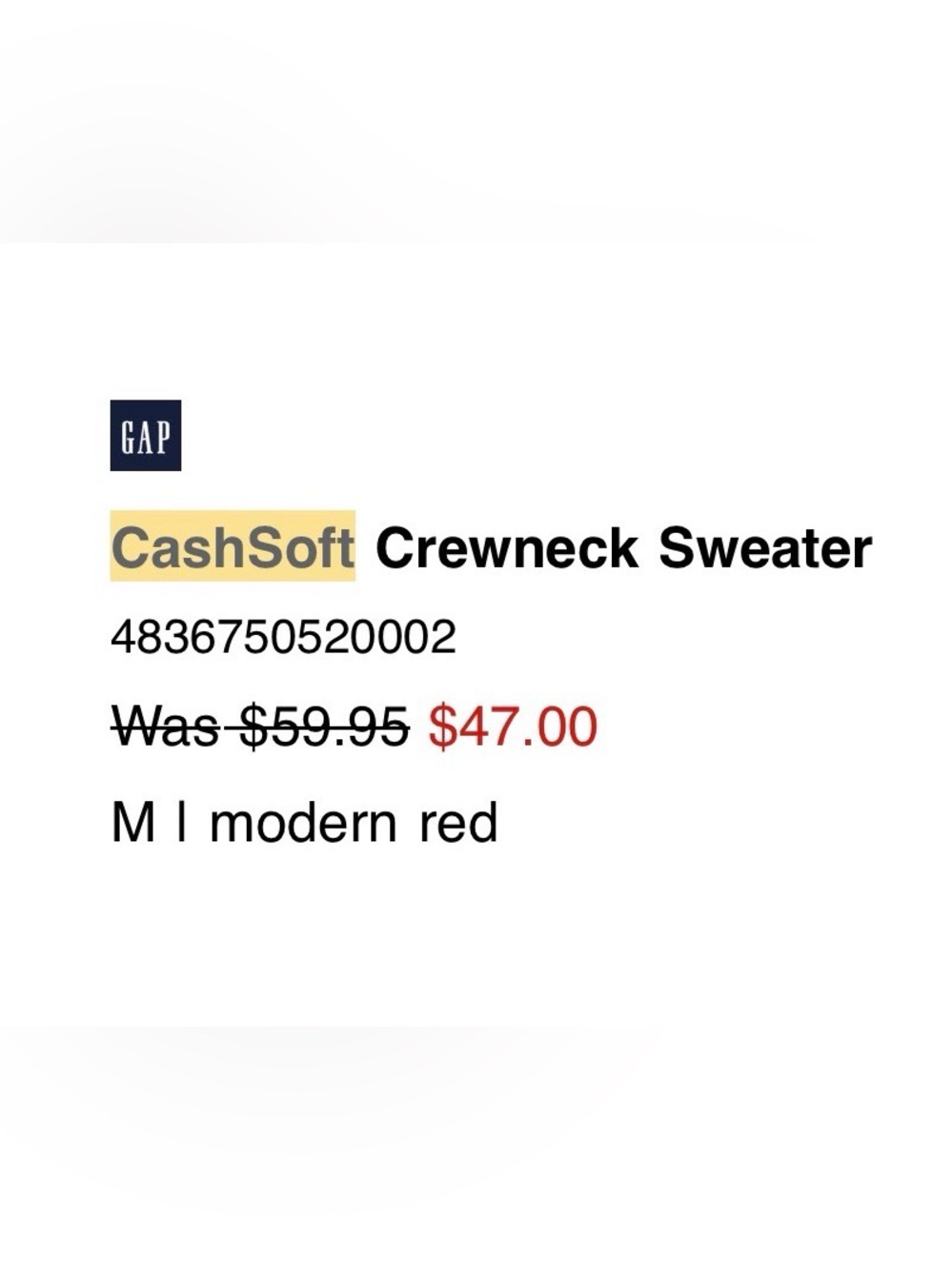 GAP CashSoft Crewneck Sweater Modern Red M - Picture 7 of 7